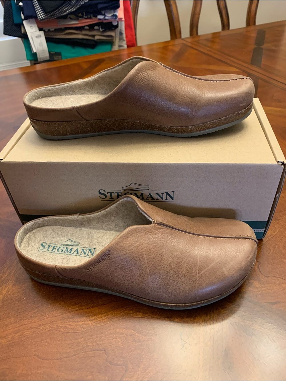 Stegmann Women’s Tan Leather Maria Slip-On Clog size 7.5. New in box.